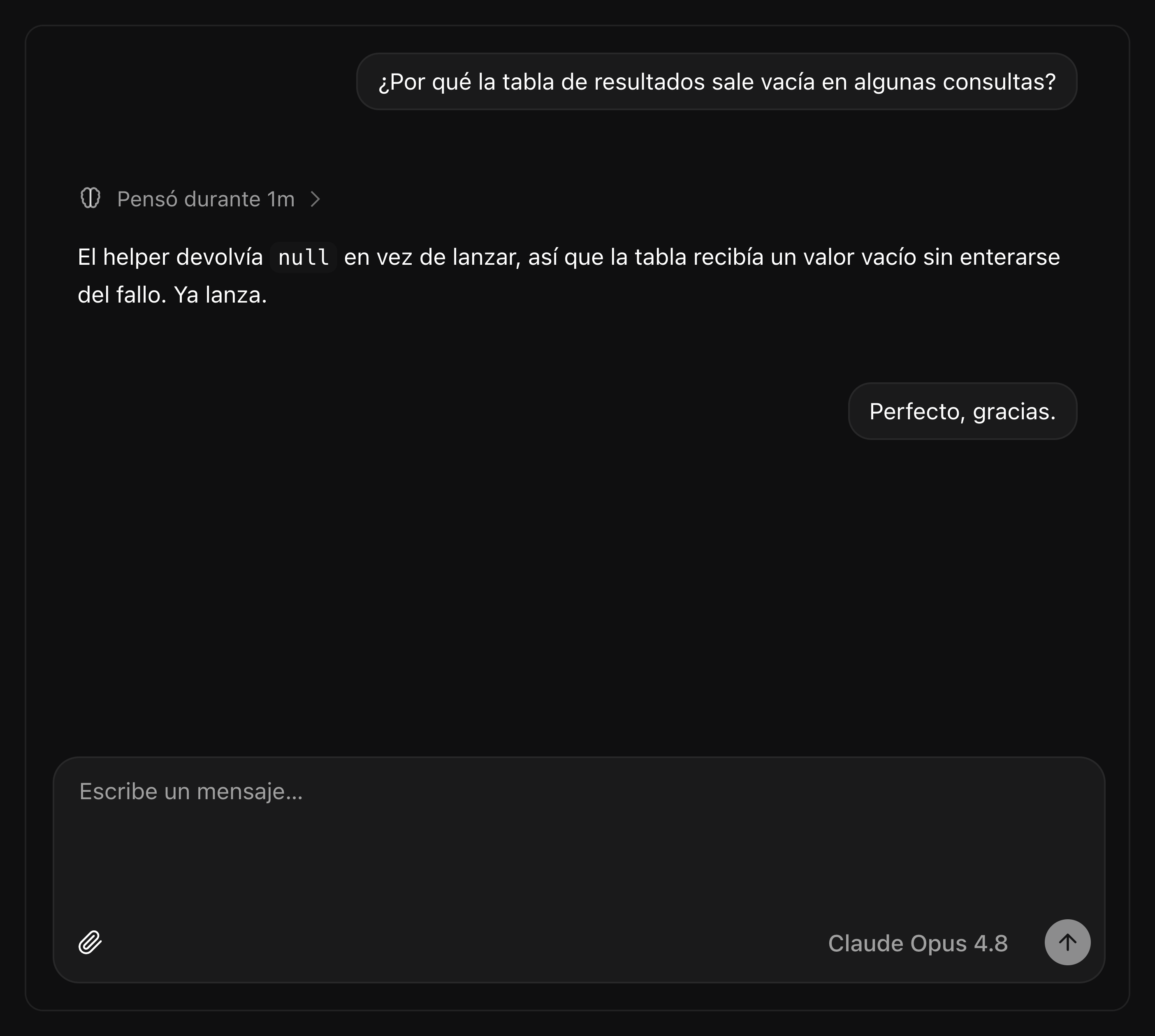 El widget con una conversación en curso